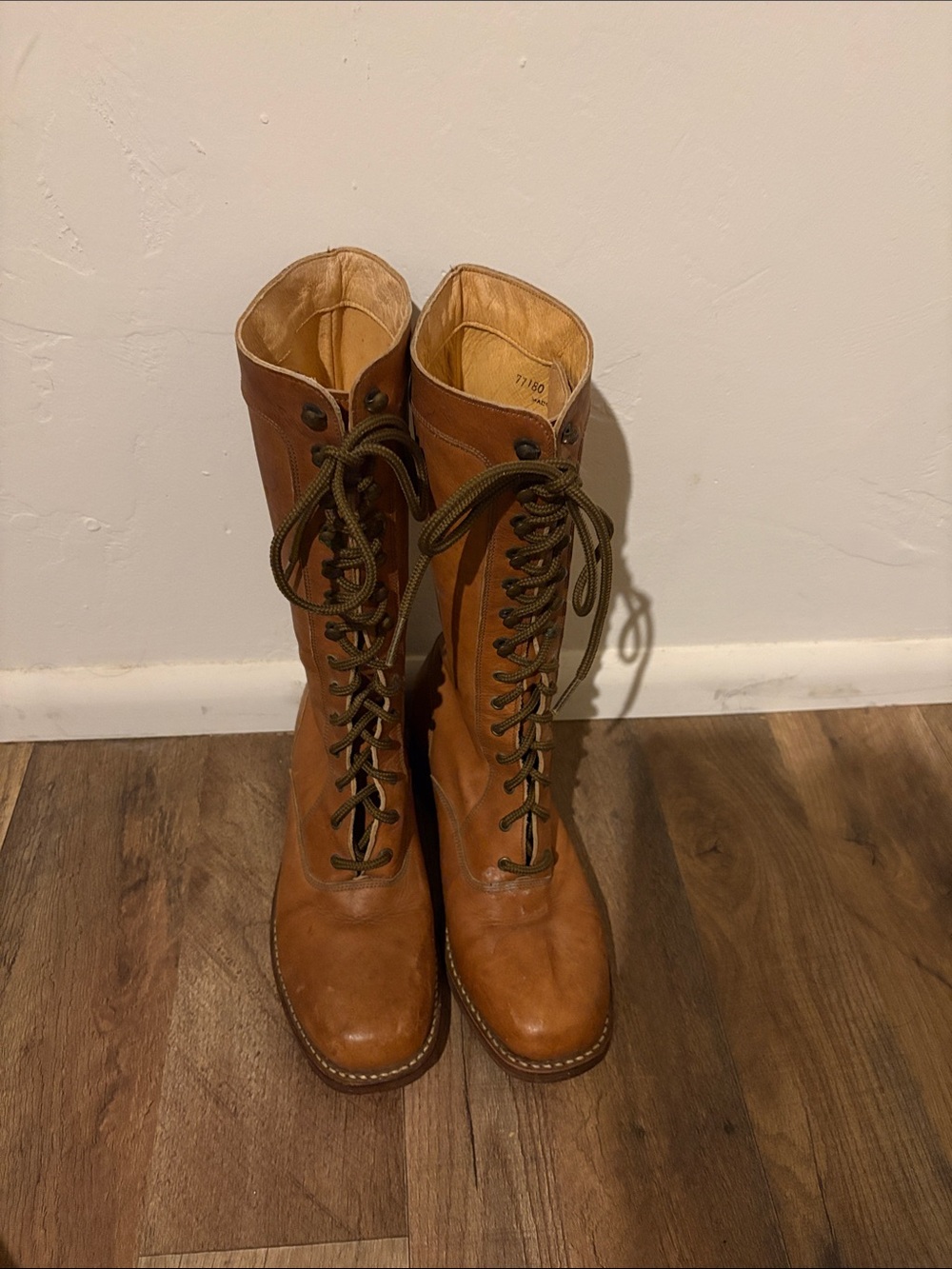 Frye Tall Lace-Up Leather Boots in Cognac Brown - Picture 5 of 17